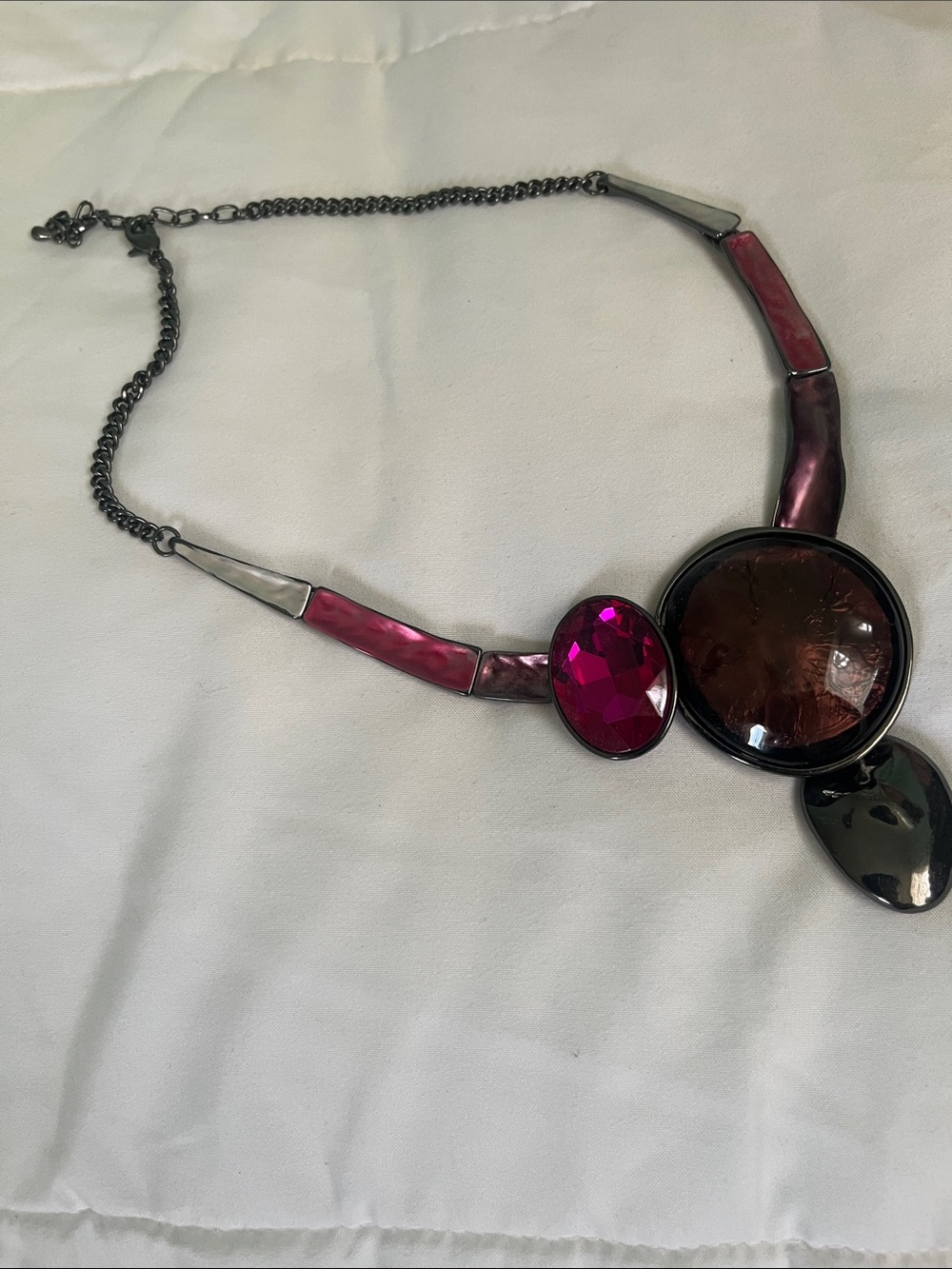 Chico's Pink and Deep Berry Statement Necklace